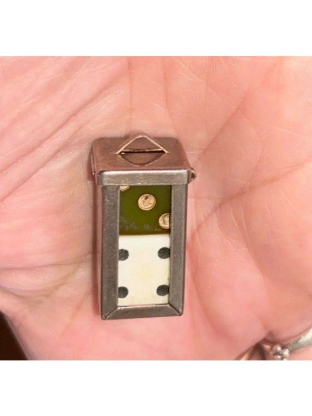 Vintage Crisloid  Dice Holder Charm With Two Die Sterling